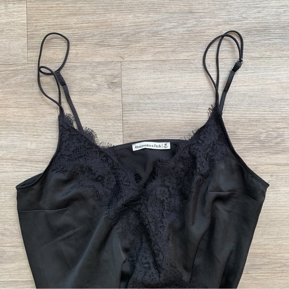 Abercrombie & Fitch Wrap Lace Cami Bodysuit Black M - Picture 3 of 4